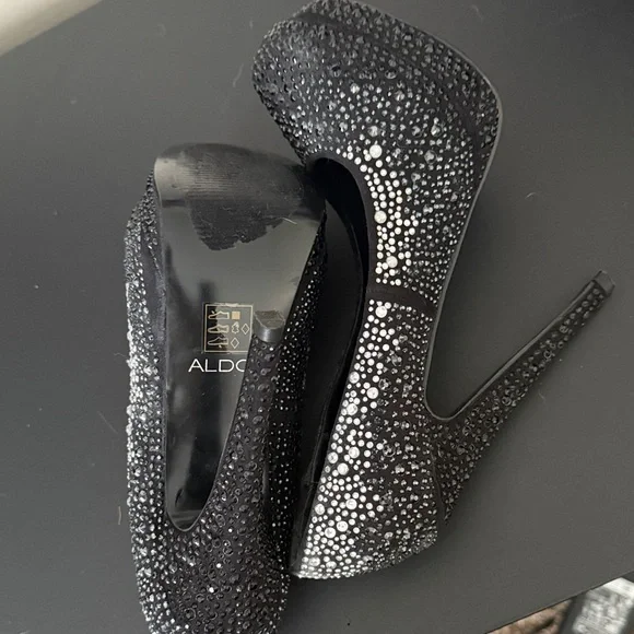 Aldo Black and Silver Embellished Heels - Picture 3 of 3